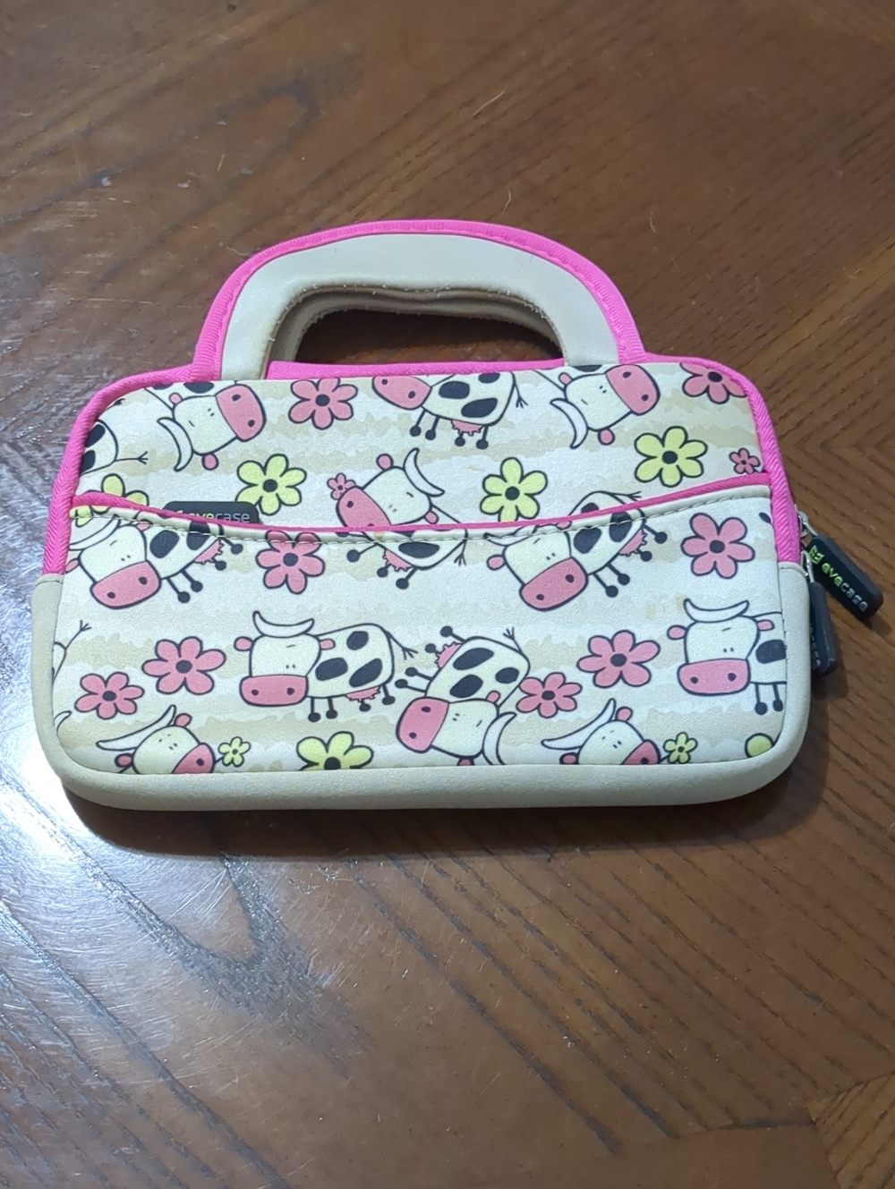 Tablet Sleeve Carry Case with Pink Trim and Cow Print